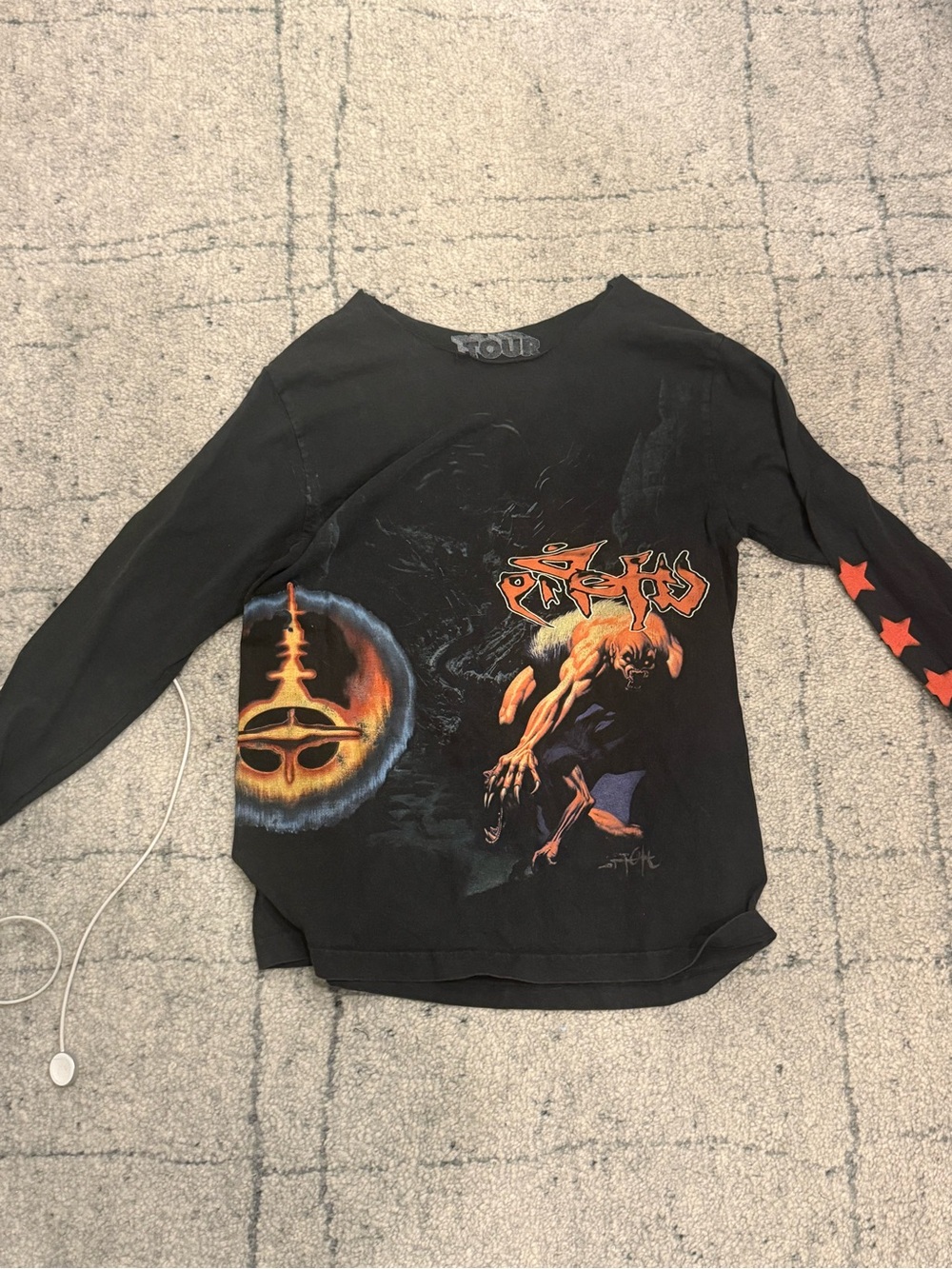 Travis Scott Black Long-Sleeve Kids Tee with Orange Graphic